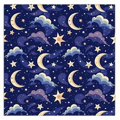 Night Moon Seamless Background Stars Sky Clouds Texture Pattern Square Satin Scarf (36  X 36 ) by Maspions