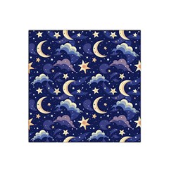 Night Moon Seamless Background Stars Sky Clouds Texture Pattern Satin Bandana Scarf 22  X 22  by Maspions