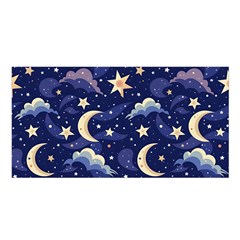 Night Moon Seamless Background Stars Sky Clouds Texture Pattern Satin Shawl 45  X 80  by Maspions