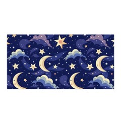 Night Moon Seamless Background Stars Sky Clouds Texture Pattern Satin Wrap 35  X 70  by Maspions