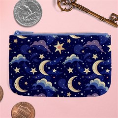 Night Moon Seamless Background Stars Sky Clouds Texture Pattern Large Coin Purse