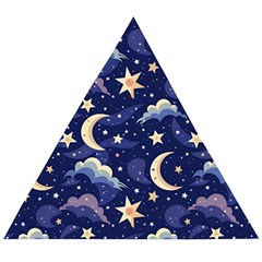 Night Moon Seamless Background Stars Sky Clouds Texture Pattern Wooden Puzzle Triangle