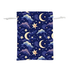 Night Moon Seamless Background Stars Sky Clouds Texture Pattern Lightweight Drawstring Pouch (l)