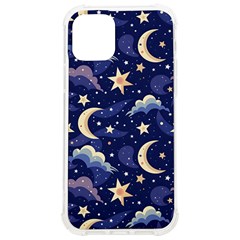 Night Moon Seamless Background Stars Sky Clouds Texture Pattern Iphone 12/12 Pro Tpu Uv Print Case by Maspions