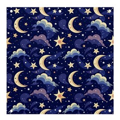 Night Moon Seamless Background Stars Sky Clouds Texture Pattern Banner And Sign 4  X 4 