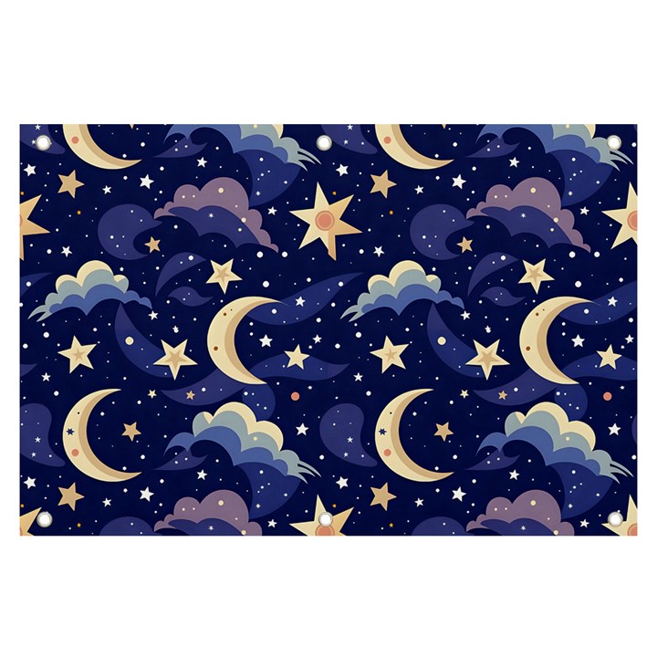 Night Moon Seamless Background Stars Sky Clouds Texture Pattern Banner and Sign 6  x 4 