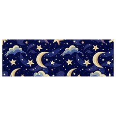 Night Moon Seamless Background Stars Sky Clouds Texture Pattern Banner And Sign 9  X 3  by Maspions