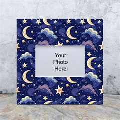 Night Moon Seamless Background Stars Sky Clouds Texture Pattern White Box Photo Frame 4  X 6  by Maspions