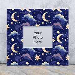 Night Moon Seamless Background Stars Sky Clouds Texture Pattern White Wall Photo Frame 5  X 7 