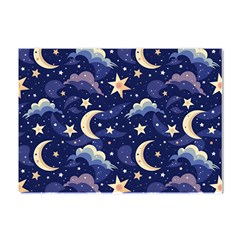 Night Moon Seamless Background Stars Sky Clouds Texture Pattern Crystal Sticker (a4)