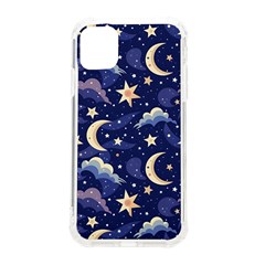 Night Moon Seamless Background Stars Sky Clouds Texture Pattern Iphone 11 Tpu Uv Print Case by Maspions