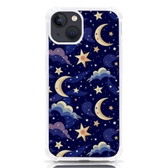 Night Moon Seamless Background Stars Sky Clouds Texture Pattern Iphone 13 Tpu Uv Print Case by Maspions