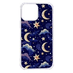 Night Moon Seamless Background Stars Sky Clouds Texture Pattern Iphone 13 Pro Max Tpu Uv Print Case by Maspions