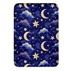 Night Moon Seamless Background Stars Sky Clouds Texture Pattern Rectangular Glass Fridge Magnet (4 Pack) by Maspions