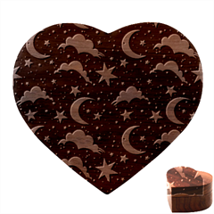 Night Moon Seamless Background Stars Sky Clouds Texture Pattern Heart Wood Jewelry Box by Maspions