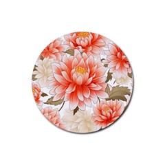 Flowers Plants Sample Design Rose Garden Flower Decoration Love Romance Bouquet Rubber Coaster (round) by Maspions