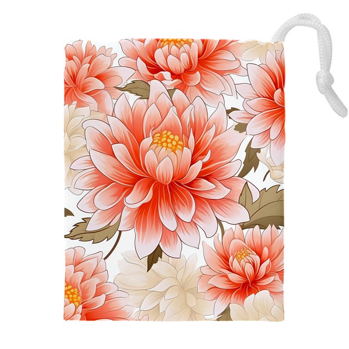 Flowers Plants Sample Design Rose Garden Flower Decoration Love Romance Bouquet Drawstring Pouch (4XL)