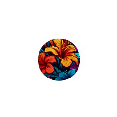 Hibiscus Flowers Colorful Vibrant Tropical Garden Bright Saturated Nature 1  Mini Magnets