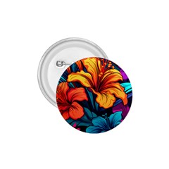 Hibiscus Flowers Colorful Vibrant Tropical Garden Bright Saturated Nature 1 75  Buttons