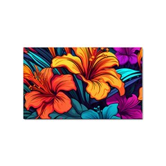 Hibiscus Flowers Colorful Vibrant Tropical Garden Bright Saturated Nature Sticker (rectangular) by Maspions