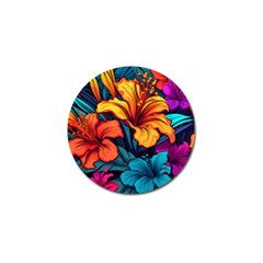 Hibiscus Flowers Colorful Vibrant Tropical Garden Bright Saturated Nature Golf Ball Marker (10 Pack) by Maspions