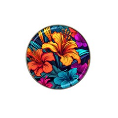 Hibiscus Flowers Colorful Vibrant Tropical Garden Bright Saturated Nature Hat Clip Ball Marker (4 Pack) by Maspions