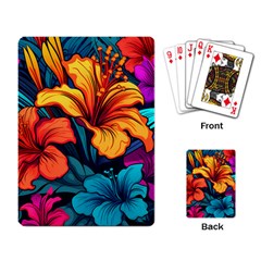 Hibiscus Flowers Colorful Vibrant Tropical Garden Bright Saturated Nature Playing Cards Single Design (rectangle) by Maspions