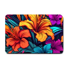 Hibiscus Flowers Colorful Vibrant Tropical Garden Bright Saturated Nature Small Doormat