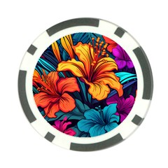 Hibiscus Flowers Colorful Vibrant Tropical Garden Bright Saturated Nature Poker Chip Card Guard (10 Pack)