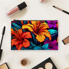 Hibiscus Flowers Colorful Vibrant Tropical Garden Bright Saturated Nature Cosmetic Bag (medium)