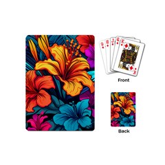 Hibiscus Flowers Colorful Vibrant Tropical Garden Bright Saturated Nature Playing Cards Single Design (mini) by Maspions