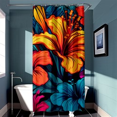 Hibiscus Flowers Colorful Vibrant Tropical Garden Bright Saturated Nature Shower Curtain 36  X 72  (stall) 