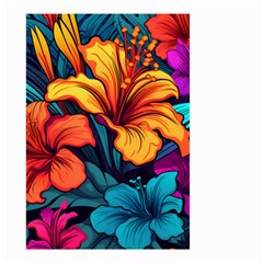 Hibiscus Flowers Colorful Vibrant Tropical Garden Bright Saturated Nature Small Garden Flag (two Sides)