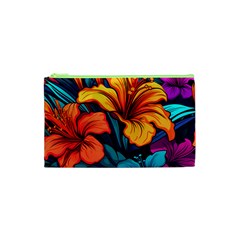 Hibiscus Flowers Colorful Vibrant Tropical Garden Bright Saturated Nature Cosmetic Bag (xs) by Maspions