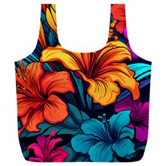 Hibiscus Flowers Colorful Vibrant Tropical Garden Bright Saturated Nature Full Print Recycle Bag (xxxl)