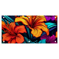 Hibiscus Flowers Colorful Vibrant Tropical Garden Bright Saturated Nature Banner And Sign 6  X 3 