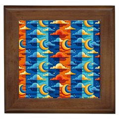 Clouds Stars Sky Moon Day And Night Background Wallpaper Framed Tile