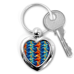 Clouds Stars Sky Moon Day And Night Background Wallpaper Key Chain (heart)