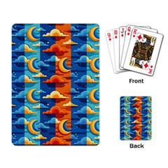 Clouds Stars Sky Moon Day And Night Background Wallpaper Playing Cards Single Design (rectangle)