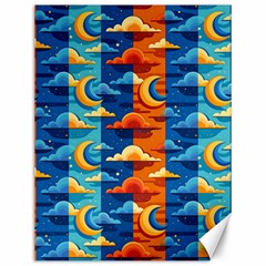 Clouds Stars Sky Moon Day And Night Background Wallpaper Canvas 12  X 16 