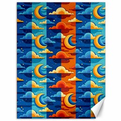 Clouds Stars Sky Moon Day And Night Background Wallpaper Canvas 36  X 48  by Maspions