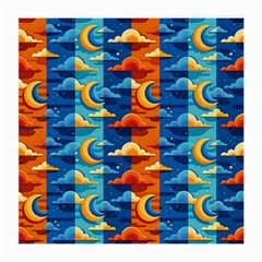 Clouds Stars Sky Moon Day And Night Background Wallpaper Medium Glasses Cloth