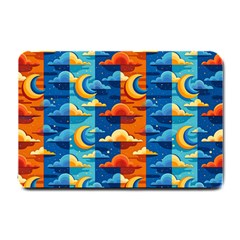 Clouds Stars Sky Moon Day And Night Background Wallpaper Small Doormat