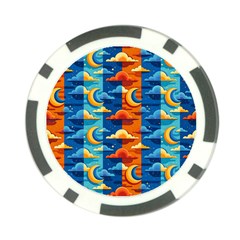 Clouds Stars Sky Moon Day And Night Background Wallpaper Poker Chip Card Guard