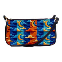 Clouds Stars Sky Moon Day And Night Background Wallpaper Shoulder Clutch Bag