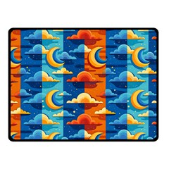 Clouds Stars Sky Moon Day And Night Background Wallpaper Fleece Blanket (small)