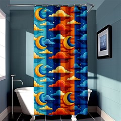 Clouds Stars Sky Moon Day And Night Background Wallpaper Shower Curtain 36  X 72  (stall) 