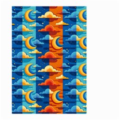 Clouds Stars Sky Moon Day And Night Background Wallpaper Small Garden Flag (two Sides)