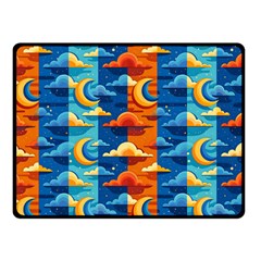 Clouds Stars Sky Moon Day And Night Background Wallpaper Two Sides Fleece Blanket (small)