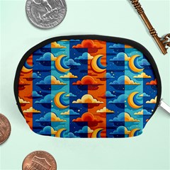 Clouds Stars Sky Moon Day And Night Background Wallpaper Accessory Pouch (medium) by Maspions